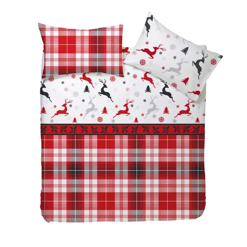 Copripiumino in cotone con federe HAPPIDEA Deer tartan