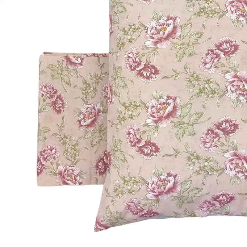 Lenzuola in cotone completo matrimoniale Rosy Floreale rosa