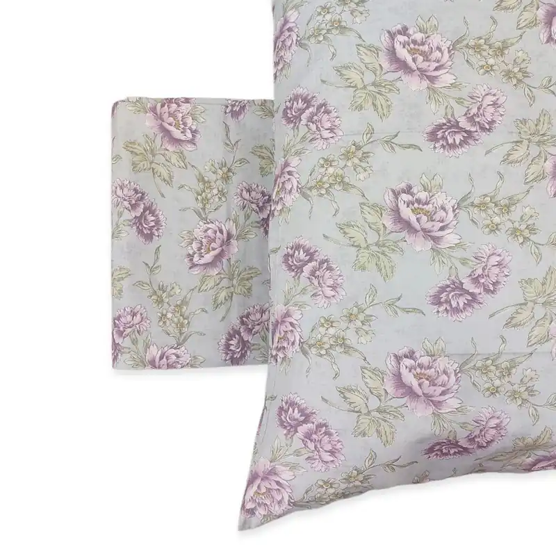 Lenzuola in cotone completo matrimoniale Rosy Floreale azzurro