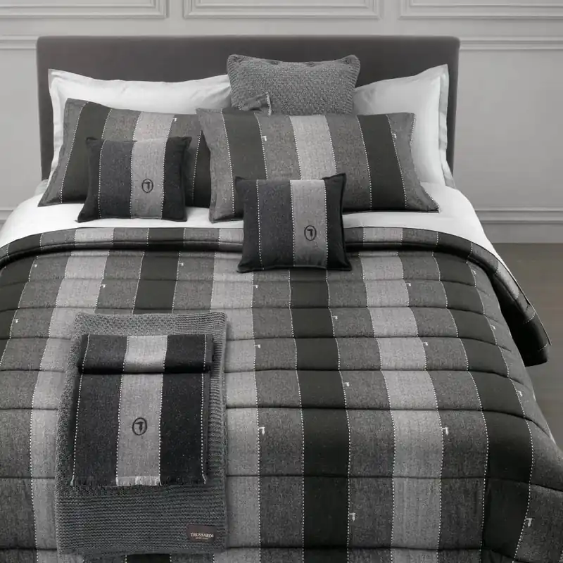 Lenzuola matrimoniale raso Trussardi NEW TWEED grigio