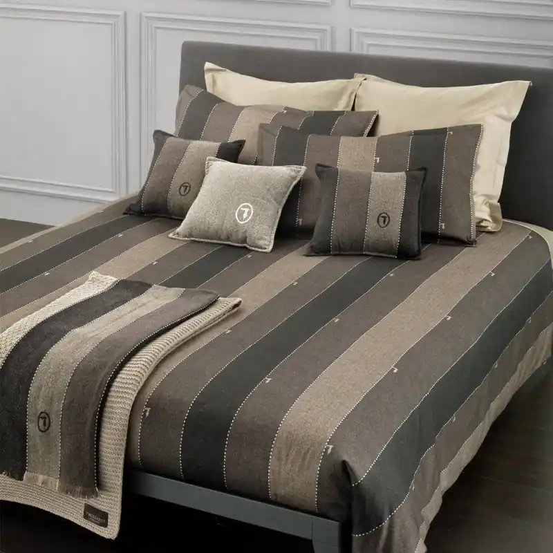 Lenzuola matrimoniale raso Trussardi NEW TWEED marrone