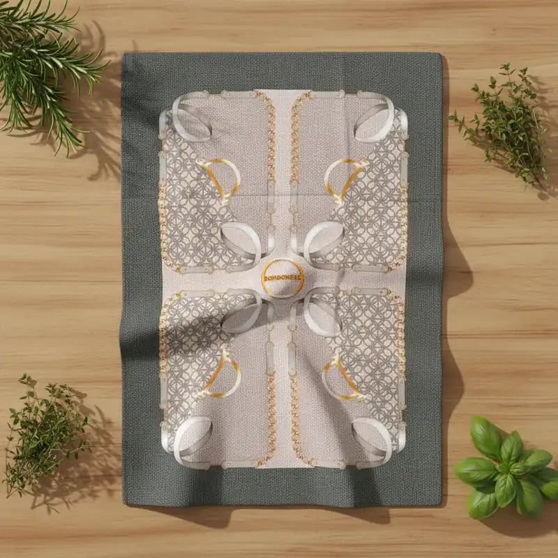 Strofinaccio Cucina BORBONESE canovaccio Foulard verde 50x70