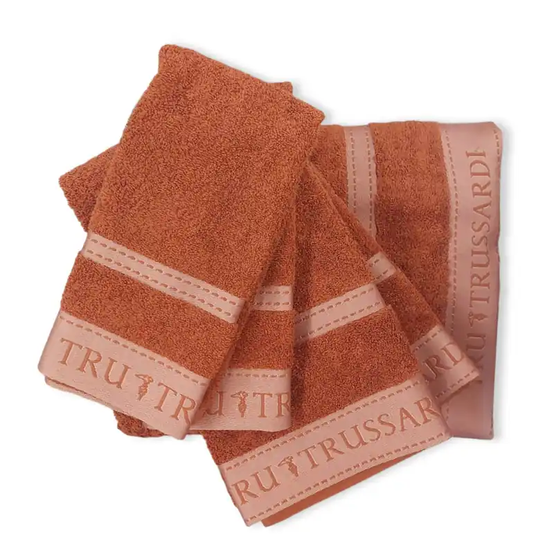 Full Set bagno in spugna 5 asciugamani TRUSSARDI Golf zucca