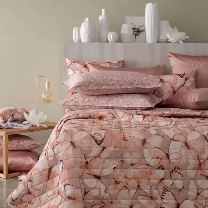 Copriletto trapuntato raso matrimoniale Blumarine Occhi Blu pesca