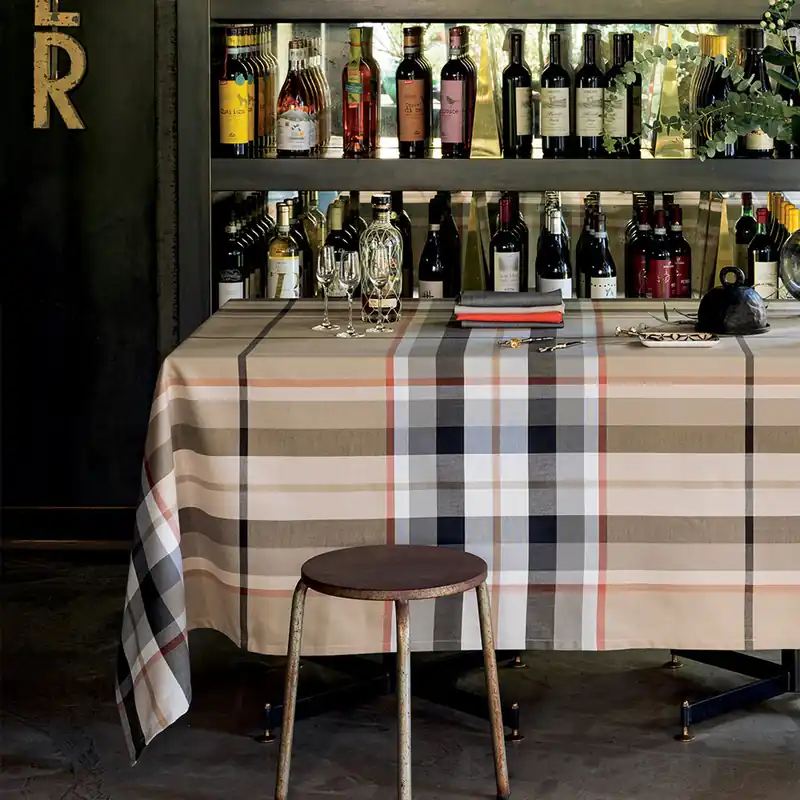 BOSSI CASA Tovaglia Cotone Tinto Filo scozzese tortora 1400