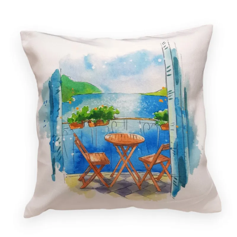Fodera per cuscino da divano 45x45 cm Itaca fantasia marina