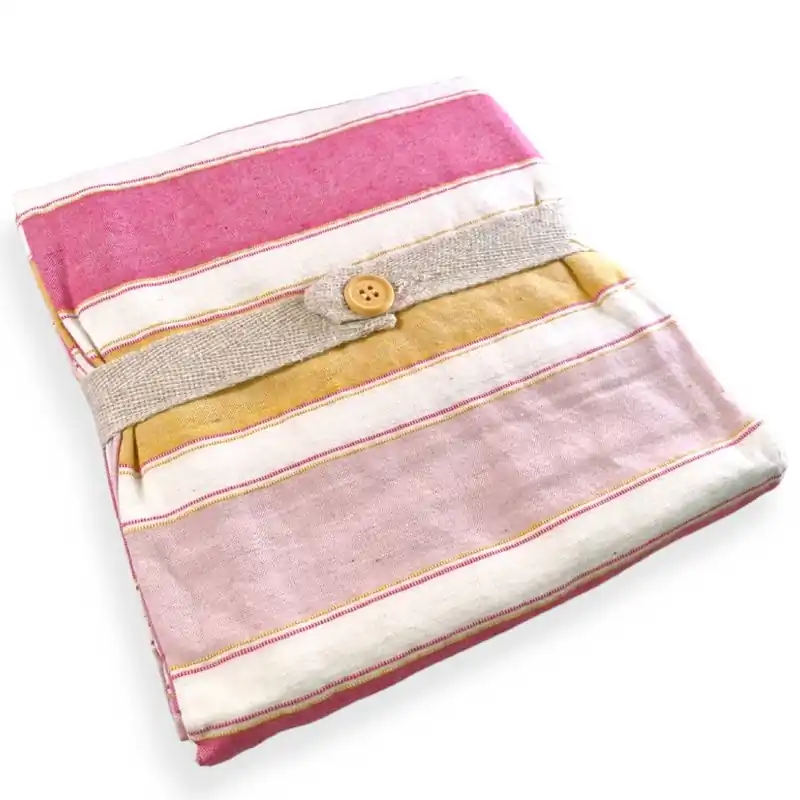 Telo arredo in cotone riciclato copritutto Duna righe rosa