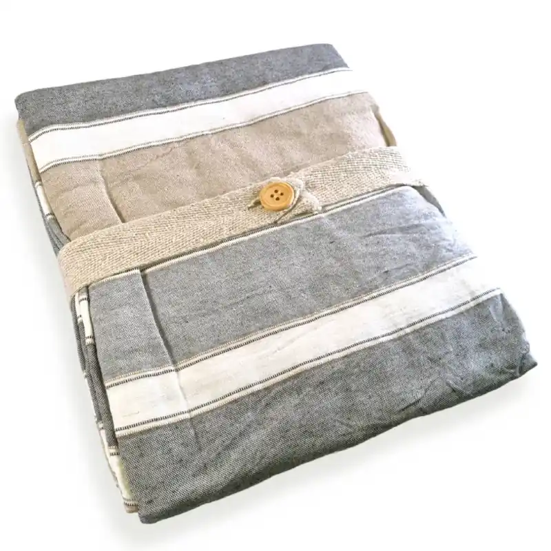 Telo arredo in cotone riciclato copritutto Duna righe grigio
