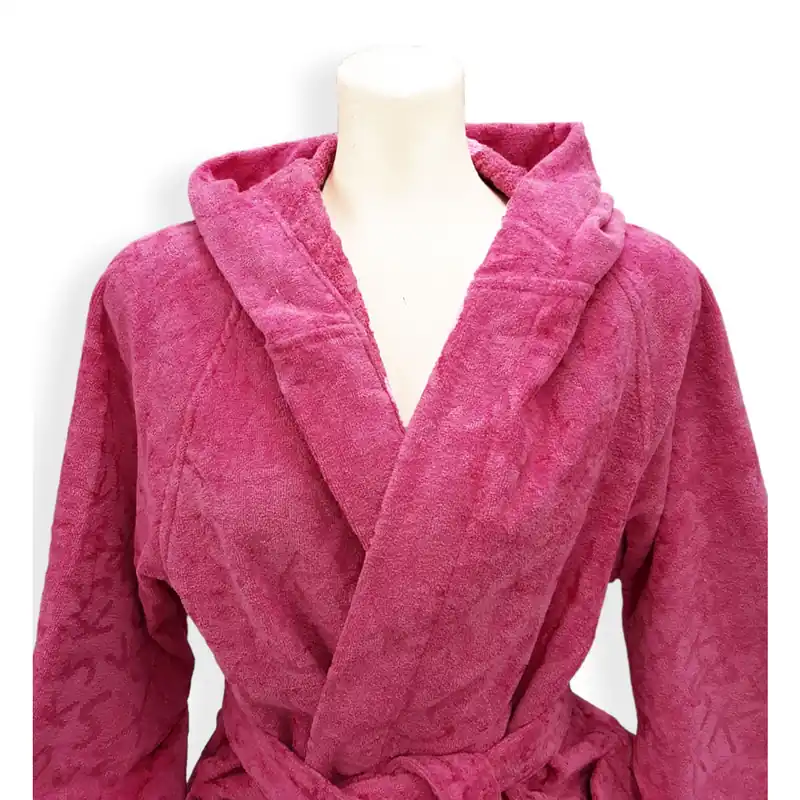 Accappatoio con cappuccio in spugna KEN SCOTT Logo Fuxia