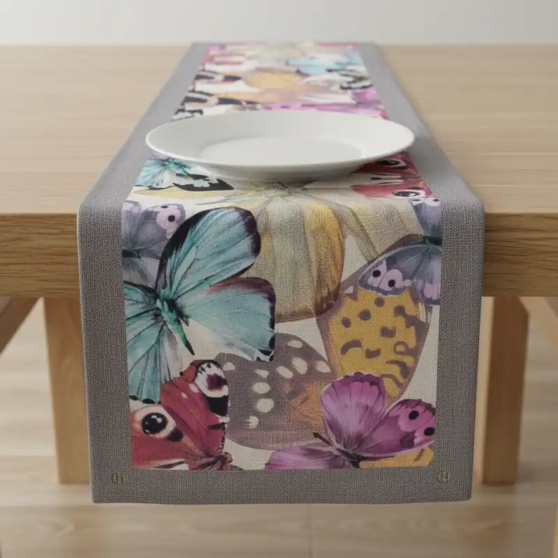 Runner in cotone 50x150 cm Borbonese Butterfly grigio