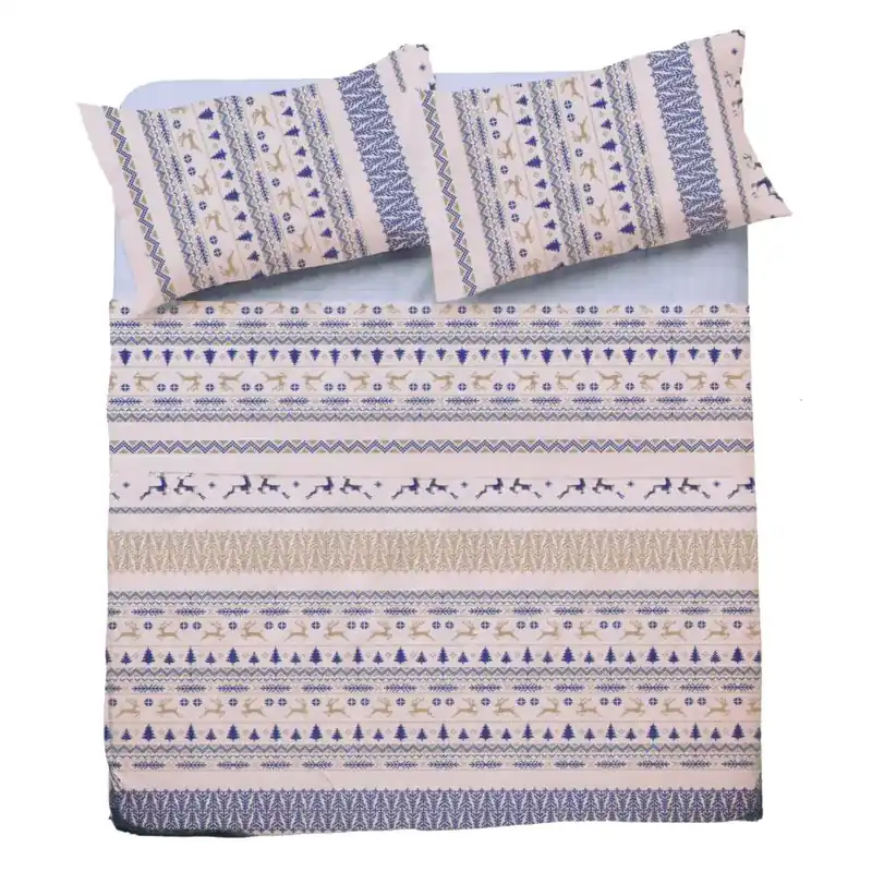 Lenzuola matrimoniali in cotone MAXI LIENZ tirolese bluette