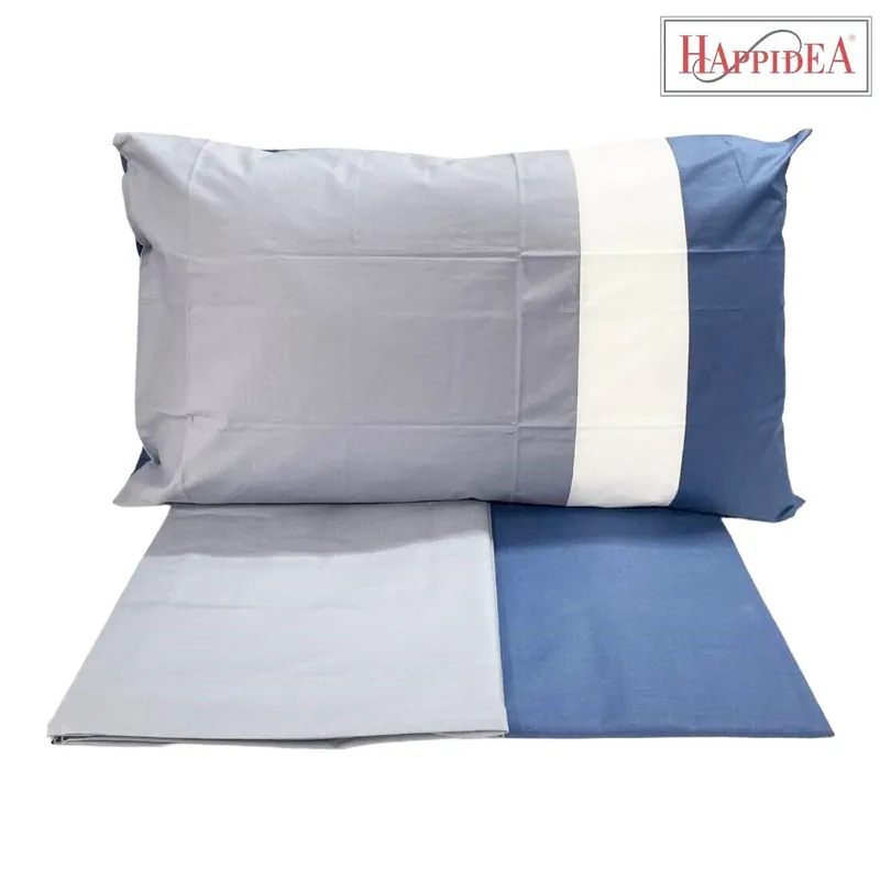 Completo letto matrimoniale Azzurro e Blu Puro cotone