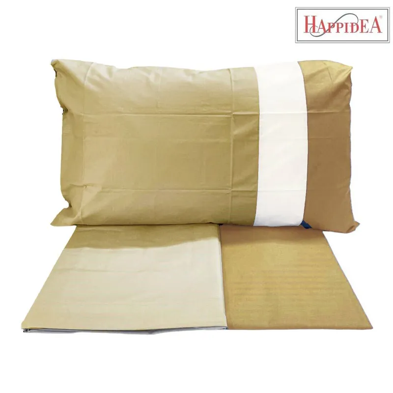 Completo letto matrimoniale Tinta unita Beige Tortora Puro cotone