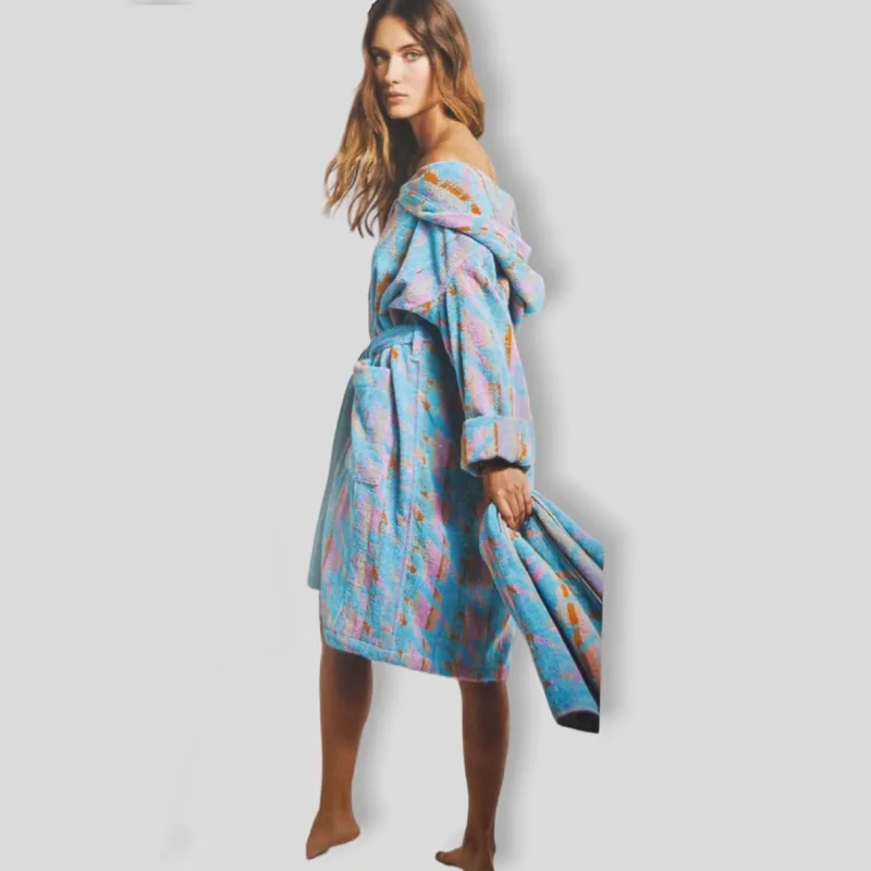 Accappatoio donna spugna di puro cotone GLAMOUR Carrara TURCHESE