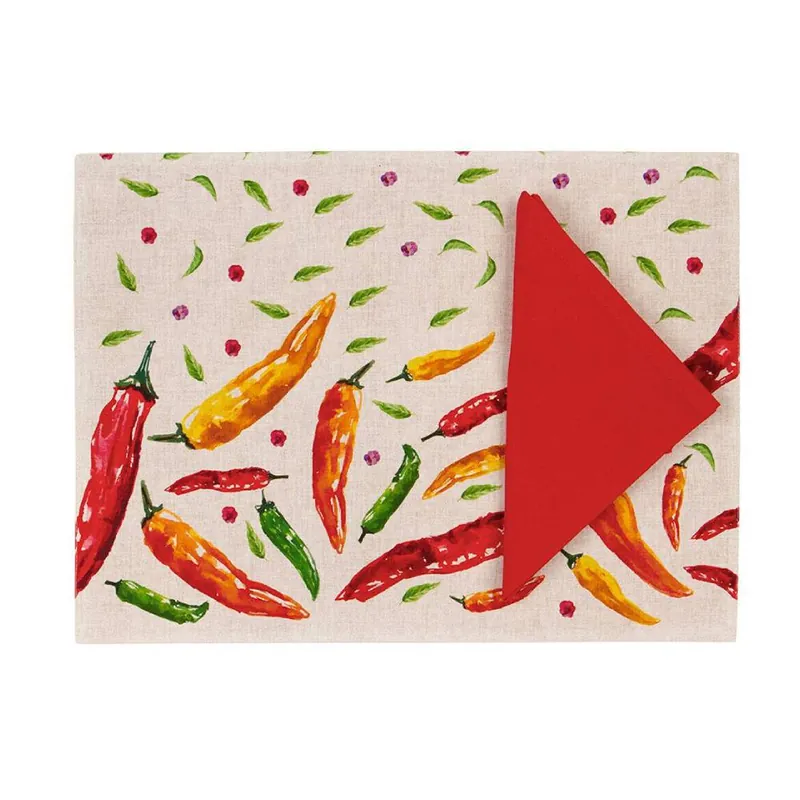 Set americana tovaglietta colazione e tovagliolo Chili rosso