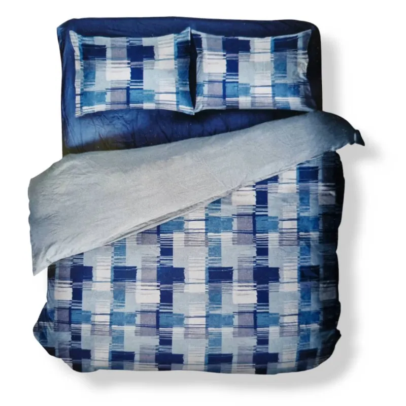 Set copripiumino e federe in cotone matrimoniale EMI bluette