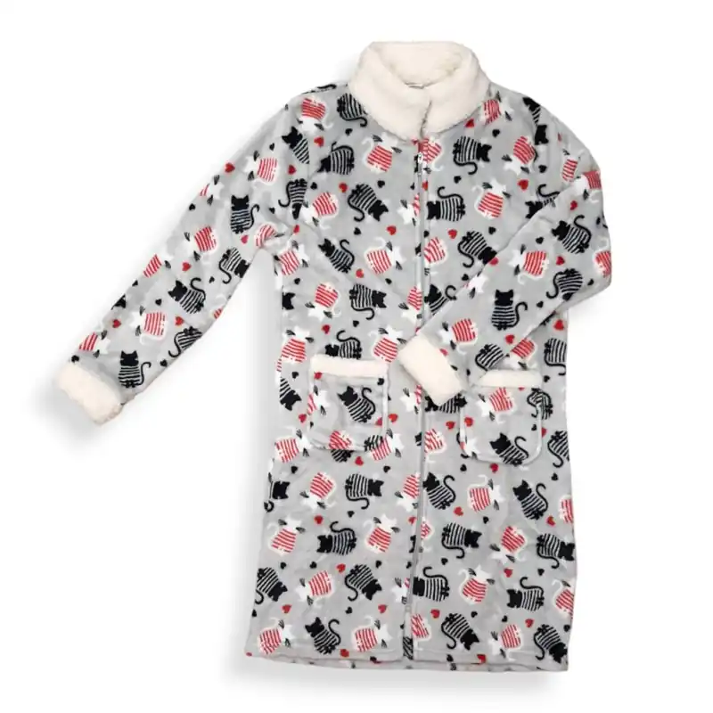 Vestaglia con zip in pile Super Soft Buffy gattini mano morbida