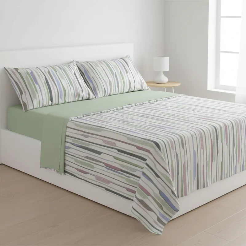 Lenzuola in flanella completo HAPPIDEA Parey verde
