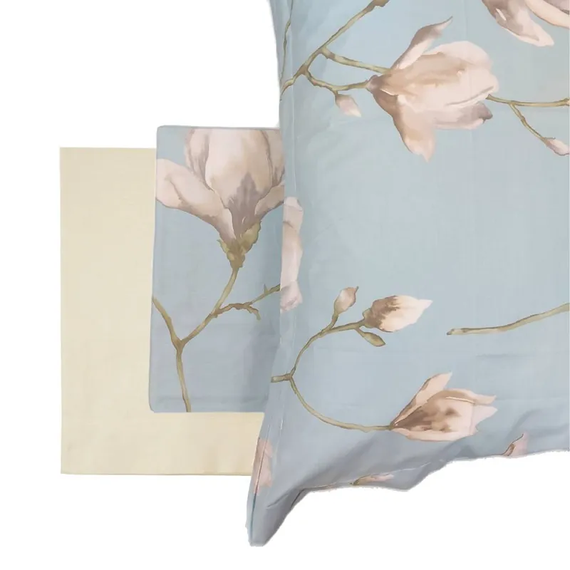 Lenzuola cotone Matrimoniali MIRABELLO Soft Magnolia azzurro
