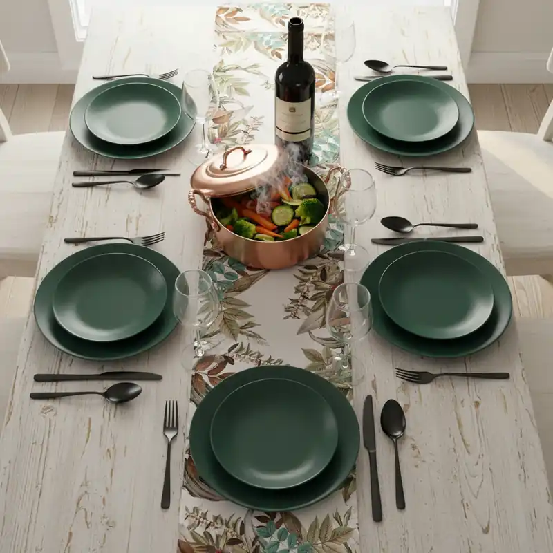 Runner da cucina 45x140 centro tavola Serena foliage verde