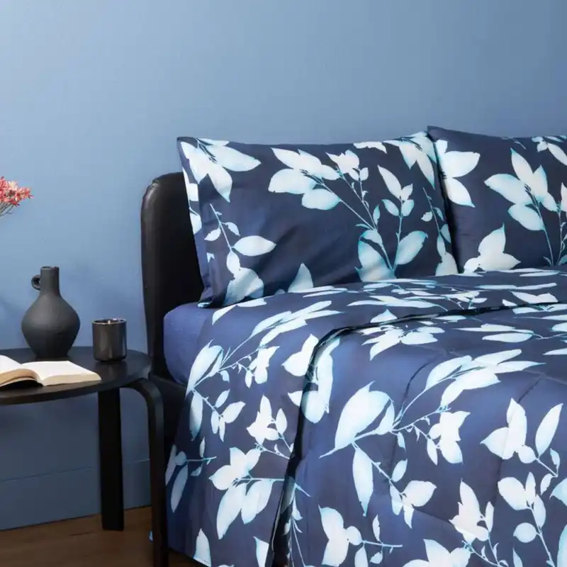 Lenzuola matrimoniali completo in cotone Bassetti Ciano blu