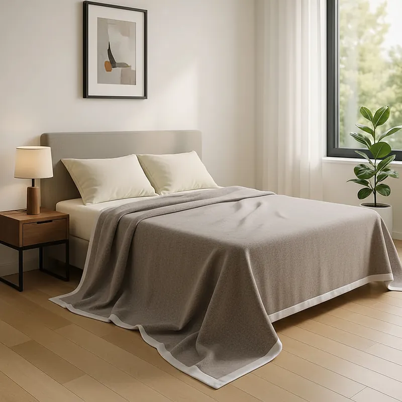 Coperta invernale Lana e Cashmere FRIDA Greige Matrimoniale 250x220 cm