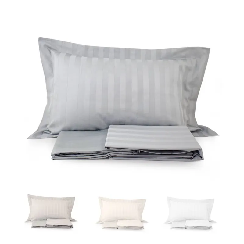 Lenzuola in raso completo Bellora Onice righe jacquard