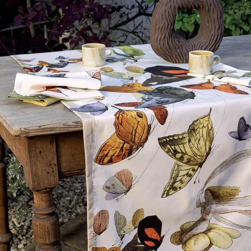 Runner da cucina in cotone 55x150 centro tavola Fate farfalle
