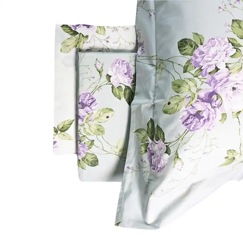 Lenzuola cotone Matrimoniali MIRABELLO Roses Bells lilla