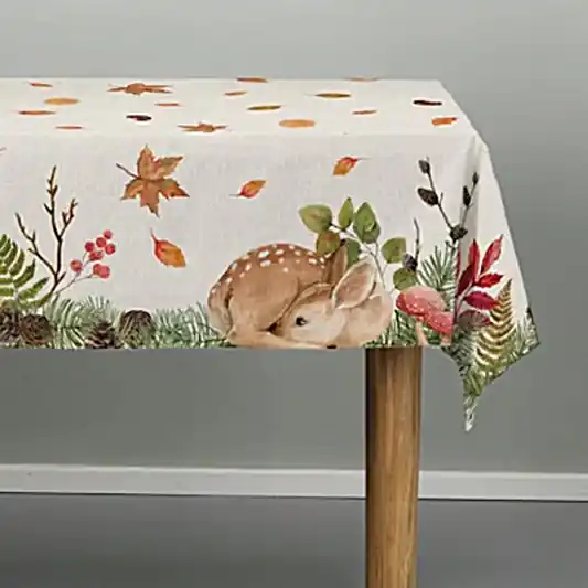 Tovaglia rettangolare in cotone Cerbiatto Foglie autunnale