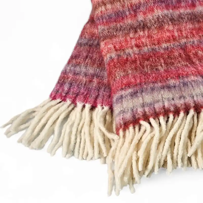Plaid da divano coperta in Lana con frange 130x170 London peonia