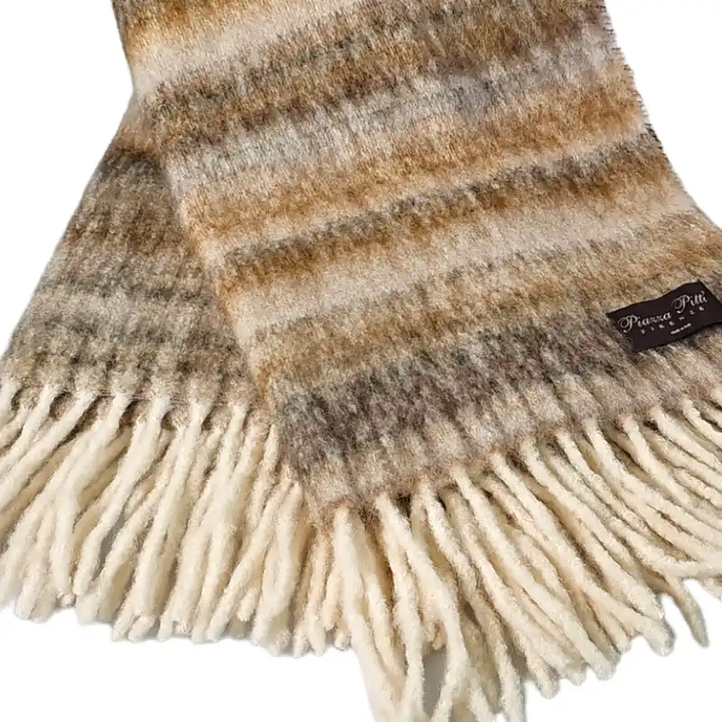 Plaid da divano coperta in Lana con frange London naturale