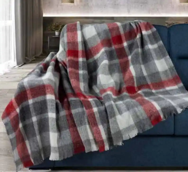 Coperta in Lana Livigno scozzese tartan grigio - 2 misure
