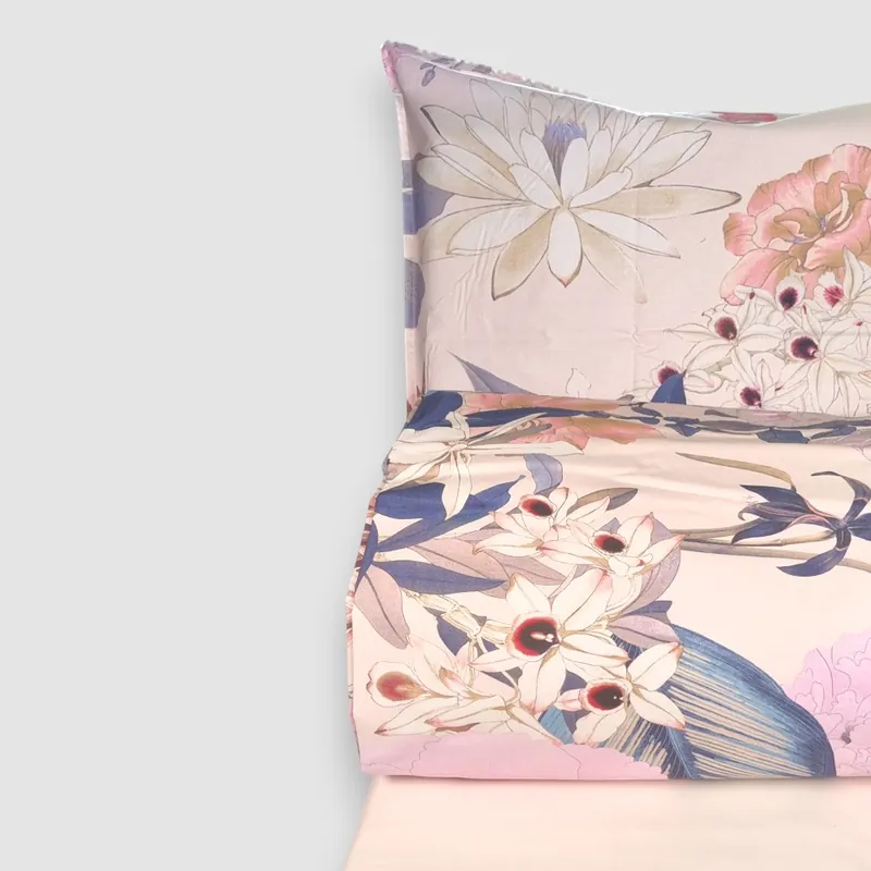 Completo Copripiumino Matrimoniale GABEL Lotus rosa floreale