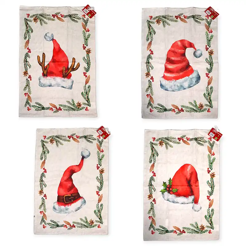 Strofinaccio Natale Cucina HAT canovaccio in cotone - 4 varianti