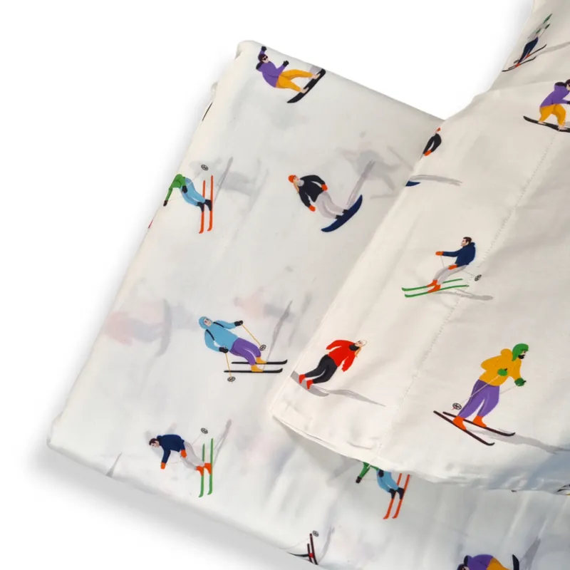 Copripiumino con federe matrimoniale in raso 300 TC 100% cotone - SCIATORI