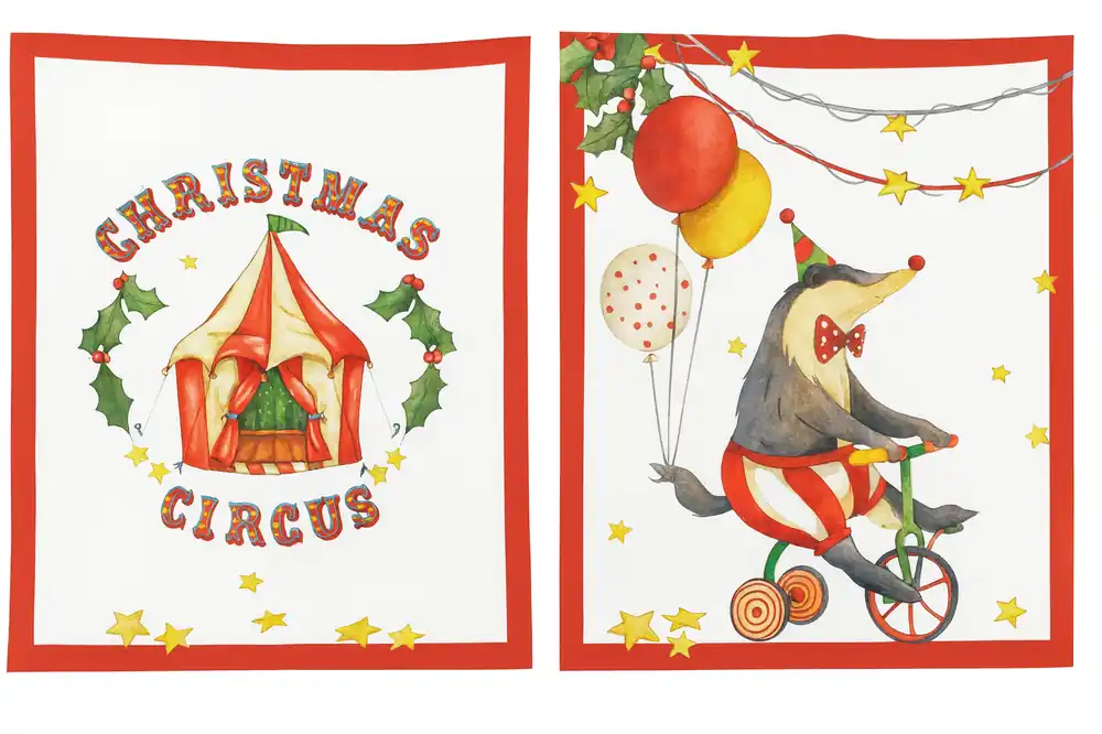 Coppia di strofinacci di Natale GABEL in cotone CIRCUS Tasso