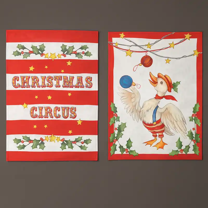 Coppia di strofinacci di Natale GABEL in cotone CIRCUS Goose