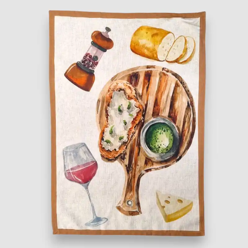 Strofinaccio Cucina canovaccio puro cotone BRUSCHETTA colore mistolino