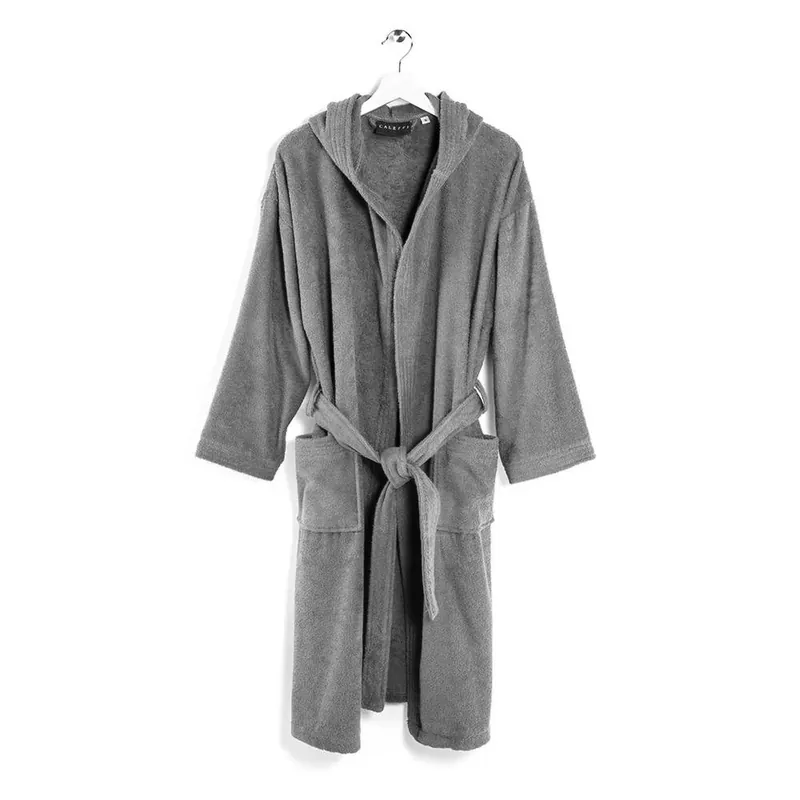 Accappatoio in spugna con cappuccio e tasche Caleffi grigio