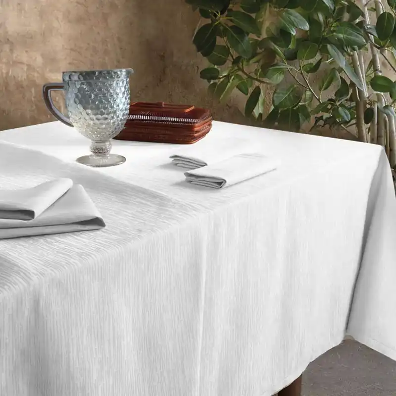 Servizio da tavola in cotone jacquard VALLESUSA Lia bianca