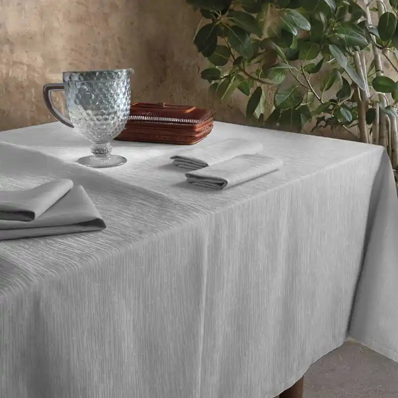 Servizio da tavola in cotone jacquard VALLESUSA Lia ostrica