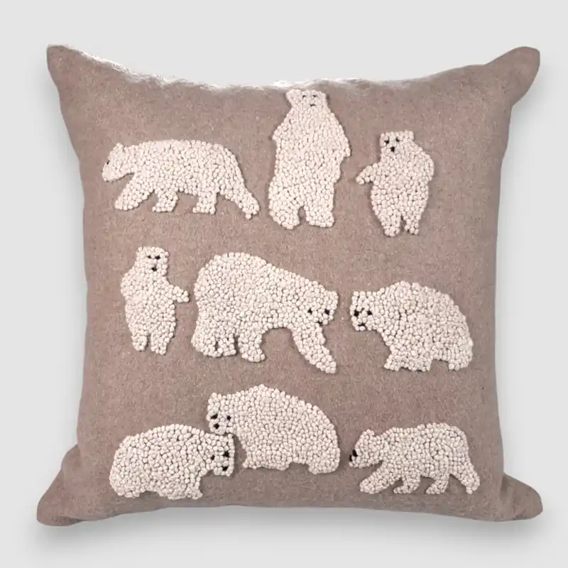 Cuscino arredo in lana Orsi 40x40 con imbottitura ricamato