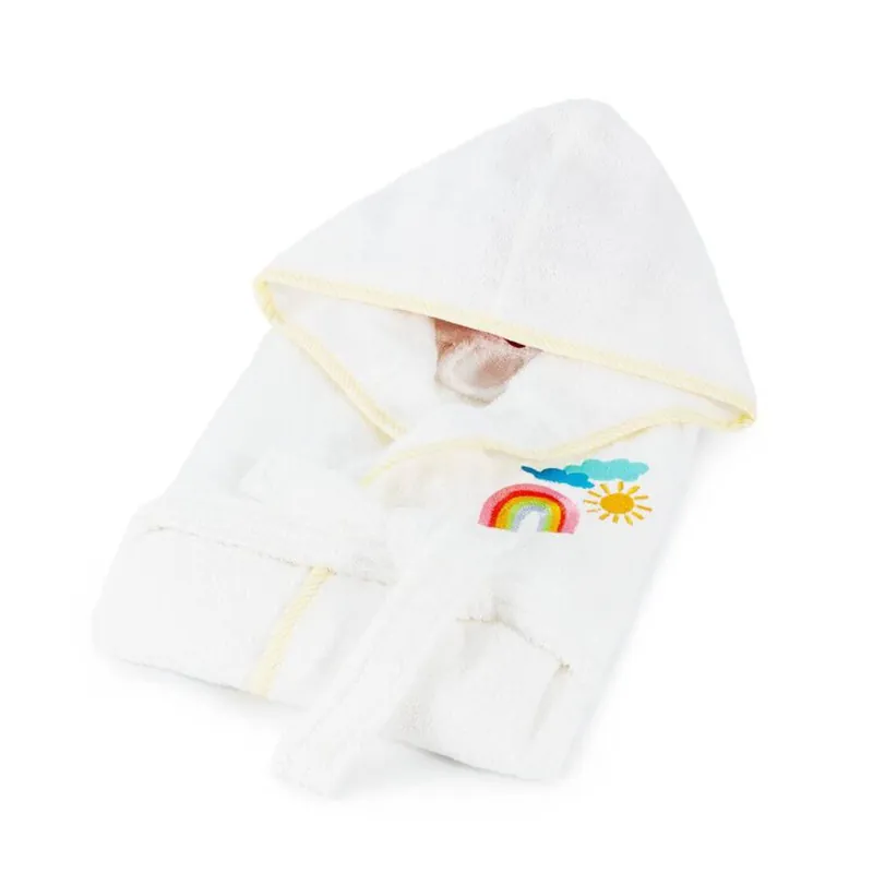 Accappatoio baby con cappuccio in spugna BASSETTI Baleno bianco