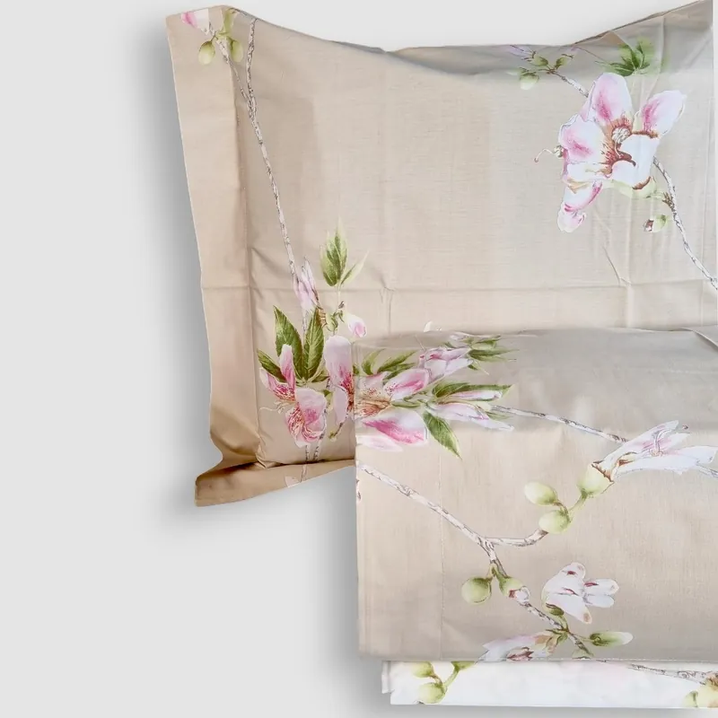 Copripiumino Matrimoniale percalle MIRABELLO Chorisia beige