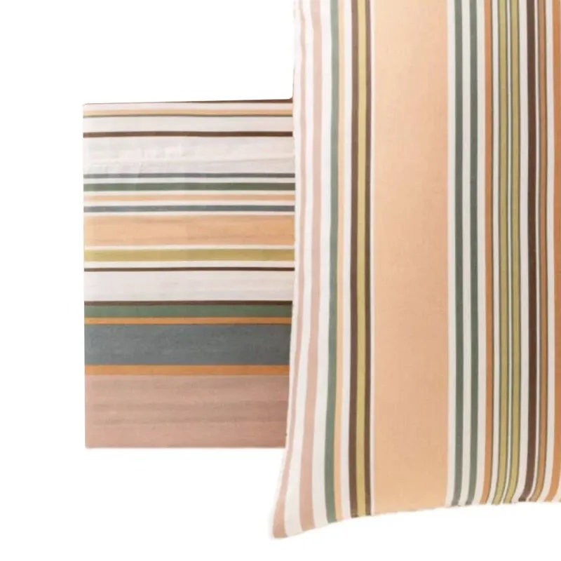 Copripiumino e federa in cotone singolo Bali Stripe beige