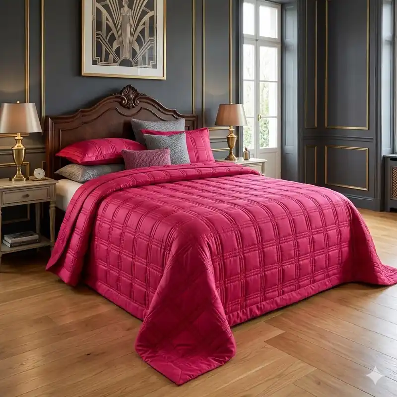 Copriletto TRUSSARDI matrimoniale ricamato Tidy ribes