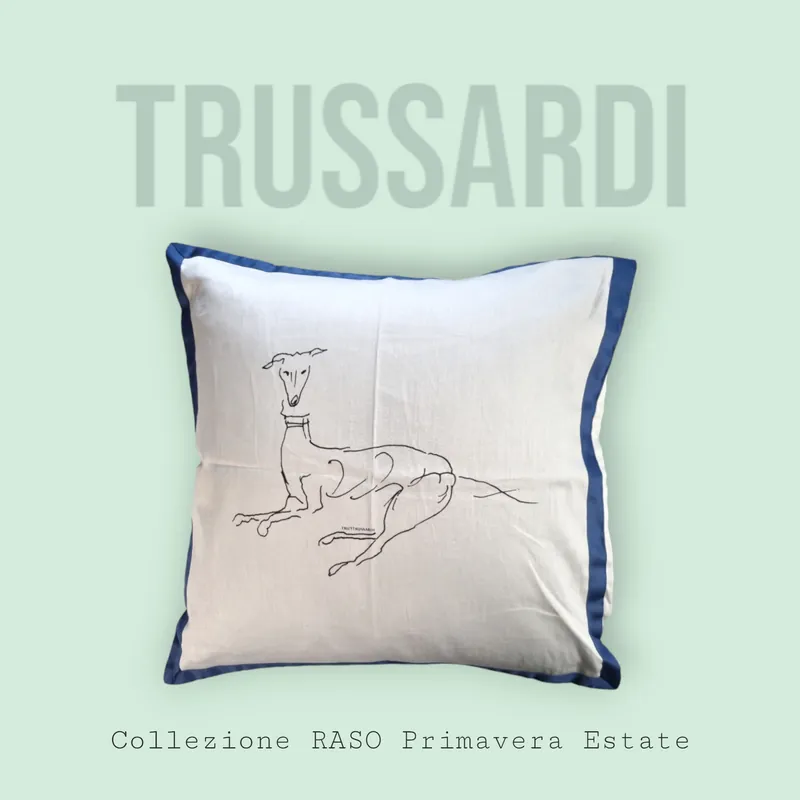 Cuscino arredo da divano Trussardi 40x40 in raso LEVRIERO blu