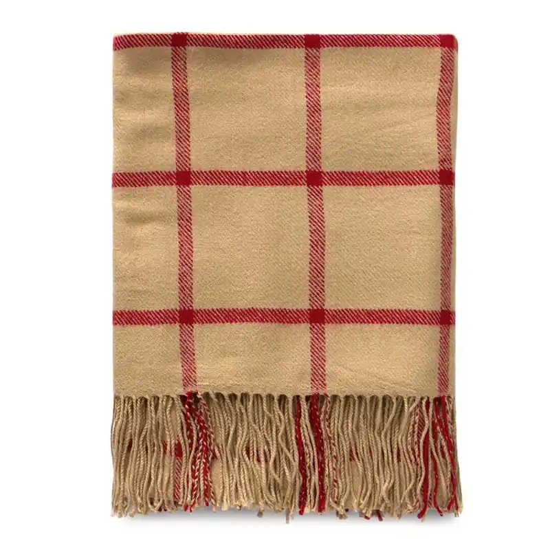 Plaid tartan con frange 130x160 Portland Cammello