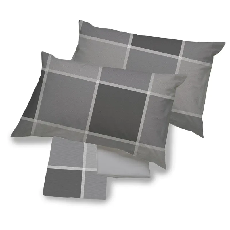 Set lenzuola in cotone matrimoniale Breez geometrico grigio
